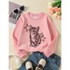 European sizes Kids' Crewneck Sweatshirt Cat with Stars Pattern Print , Sportswear And Casual Wear, Soft And Comfortable, Children's Clothing