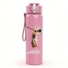 1PC Cowgirl western female silhouette print 750ml colorful plastic sports water bottle leakproof pop up lid with straw for outdoor work home use