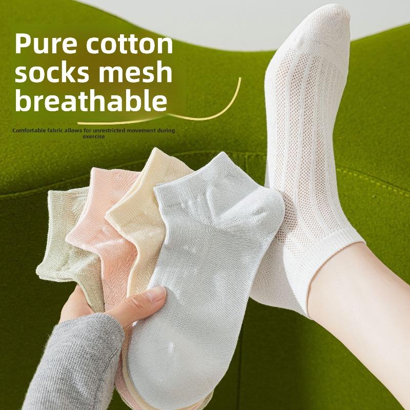 Sock - Summer Lightweight Mesh Breathable Pure Cotton Short Socks with Ventilation, Sweat Absorption, Odor Prevention and Antibacterial Properties