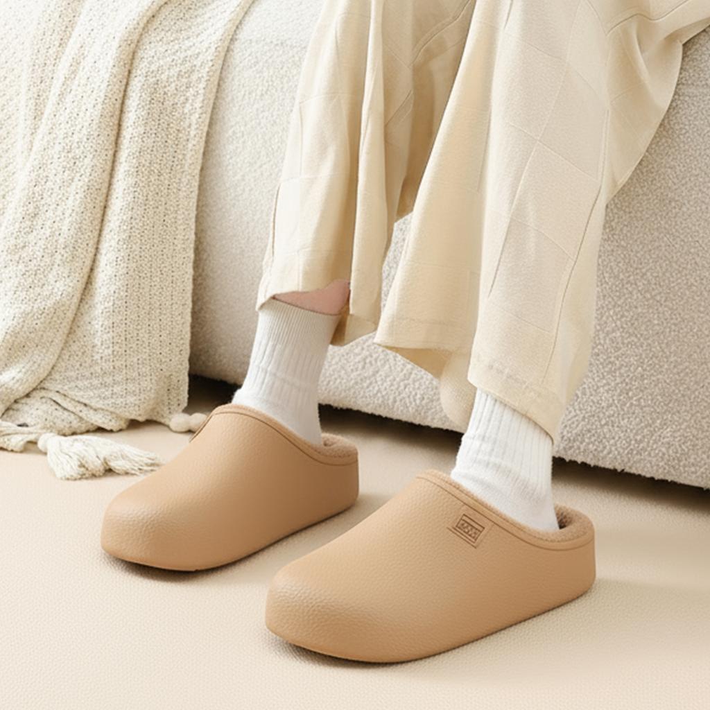 EVA wasserdichte Baumwollpantoffeln Herbst und Winter Zuhause Indoor Weiche Sohle Rutschfest Zuhause Plüsch Warme Baumwollmopp