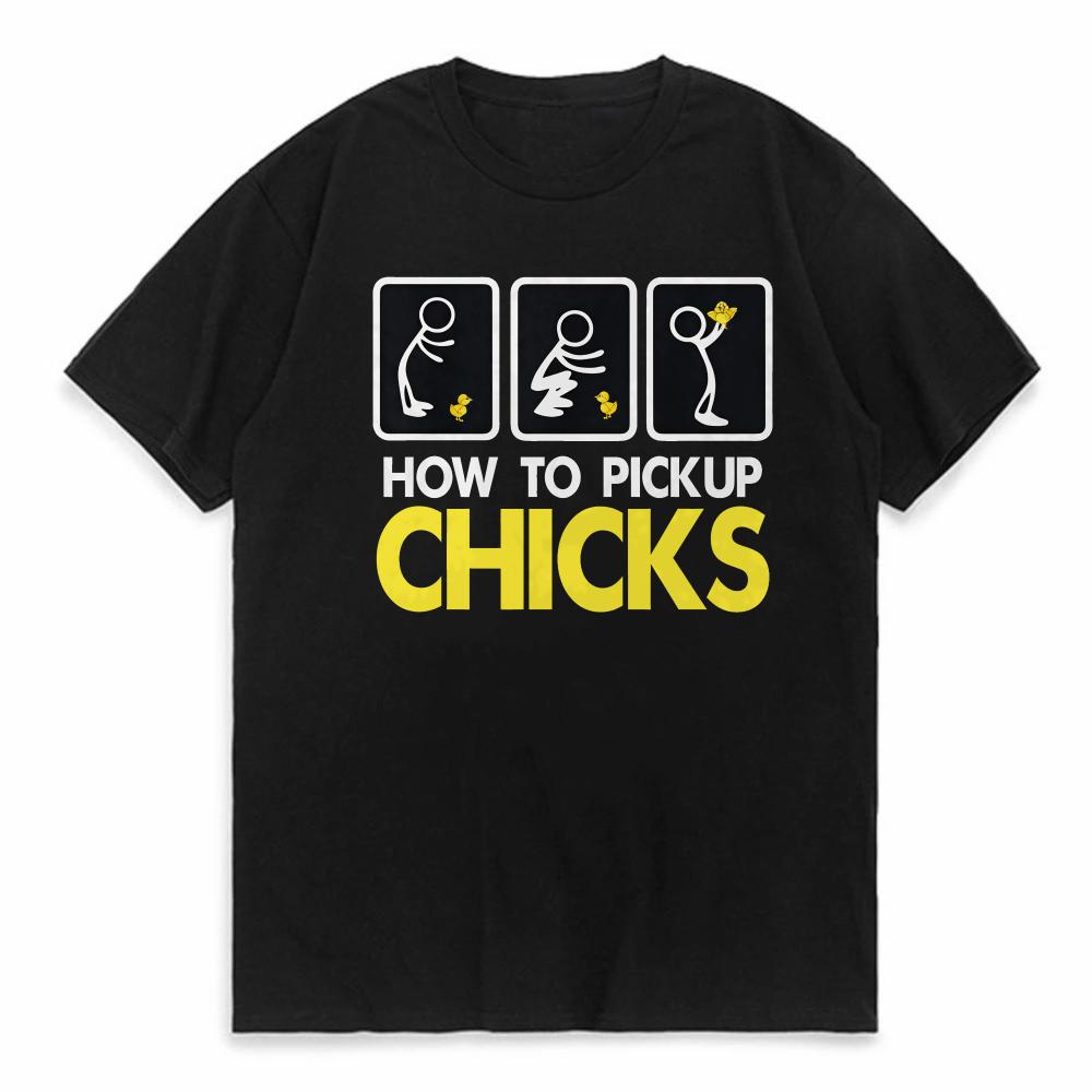 How To Pick Up Chicks Shirt Cute Pick Chicks 101 TShirt Cotton Tops  Tees For Men Printing Top TShirts Casual Hip Hop