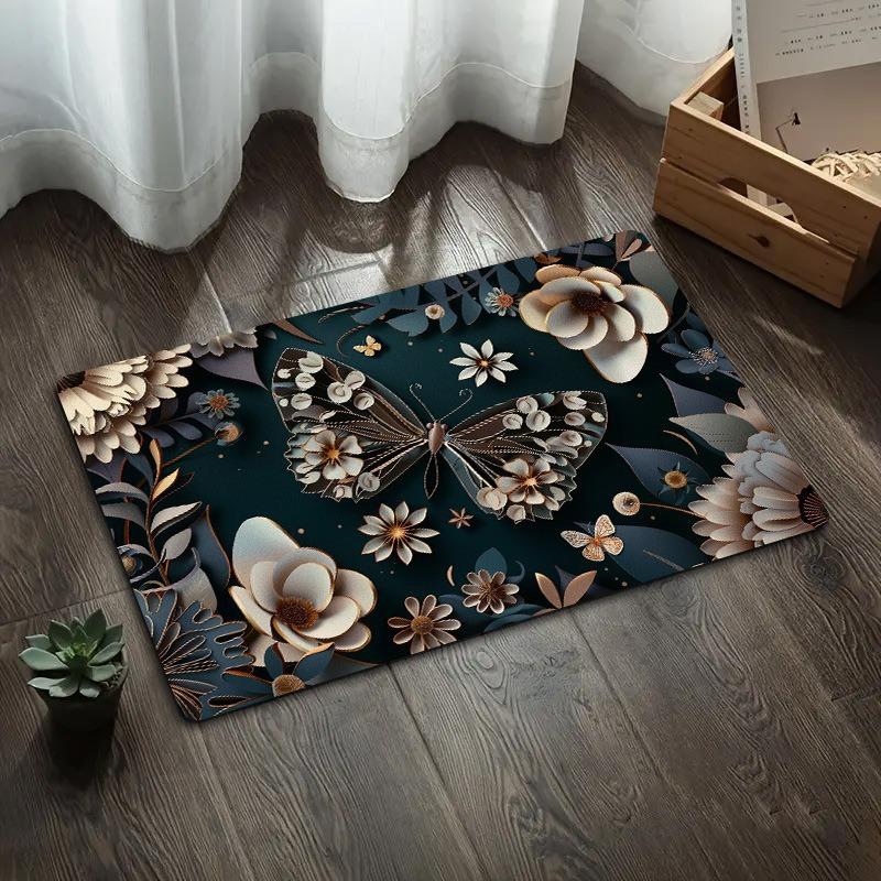 

3D Ковер-циновка с бабочками, противоскользящий коврик для пола для ванной, прихожей и фойе 40 * 60Cm