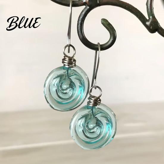 Droplet Earrings Recycled Glass Spiral Necklace Handmade Unique Boho Depth