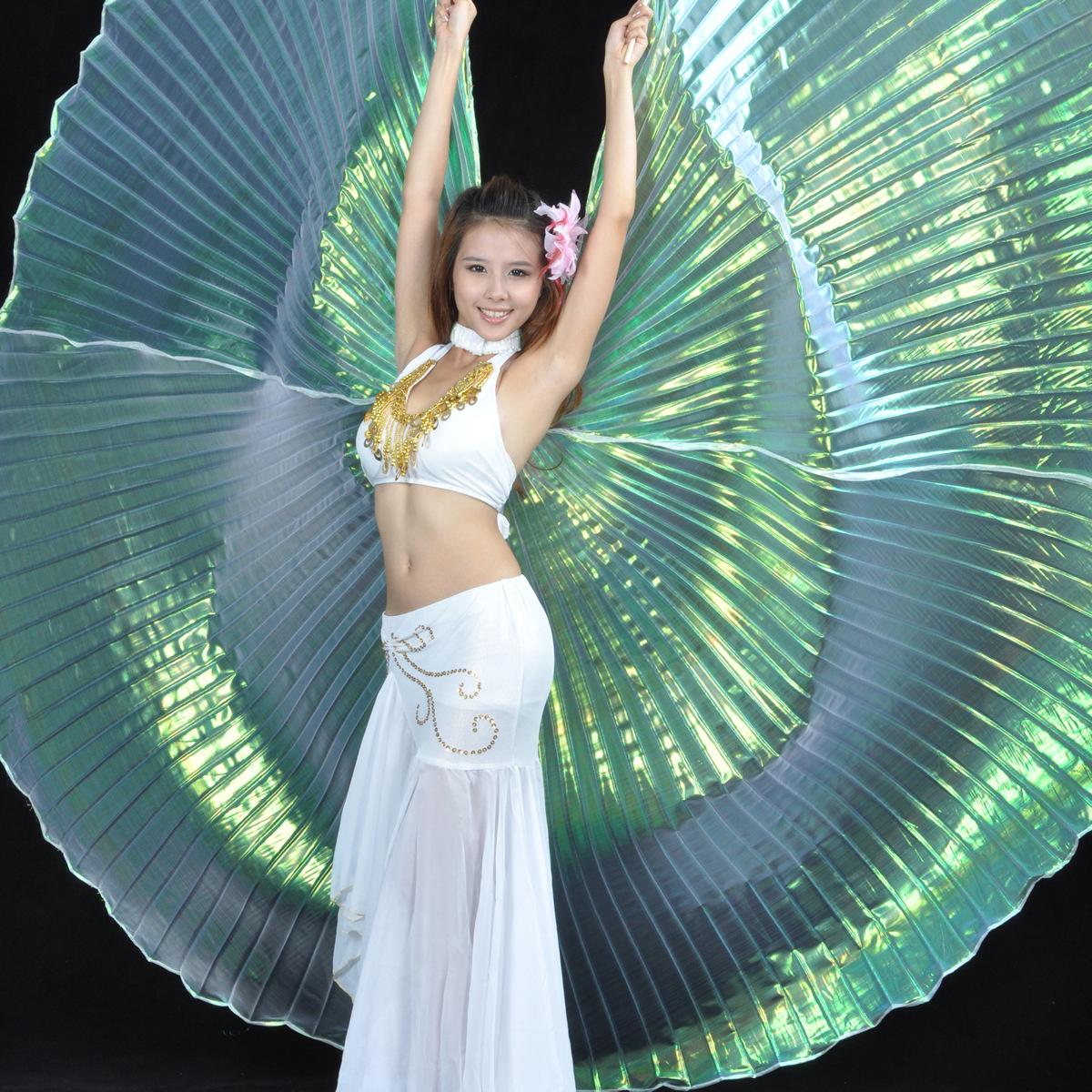 

Крылья для танца живота 360° золотые для стиля и выступления Split Wings + 2 Wooden Sticks белый/радужный