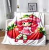 Strawberry Flannel Blanket Soft Warm All-Season Throw, Design for Camping, Car Travel, Hiking Sofa, Bed, Office Perfect Gift for Parties