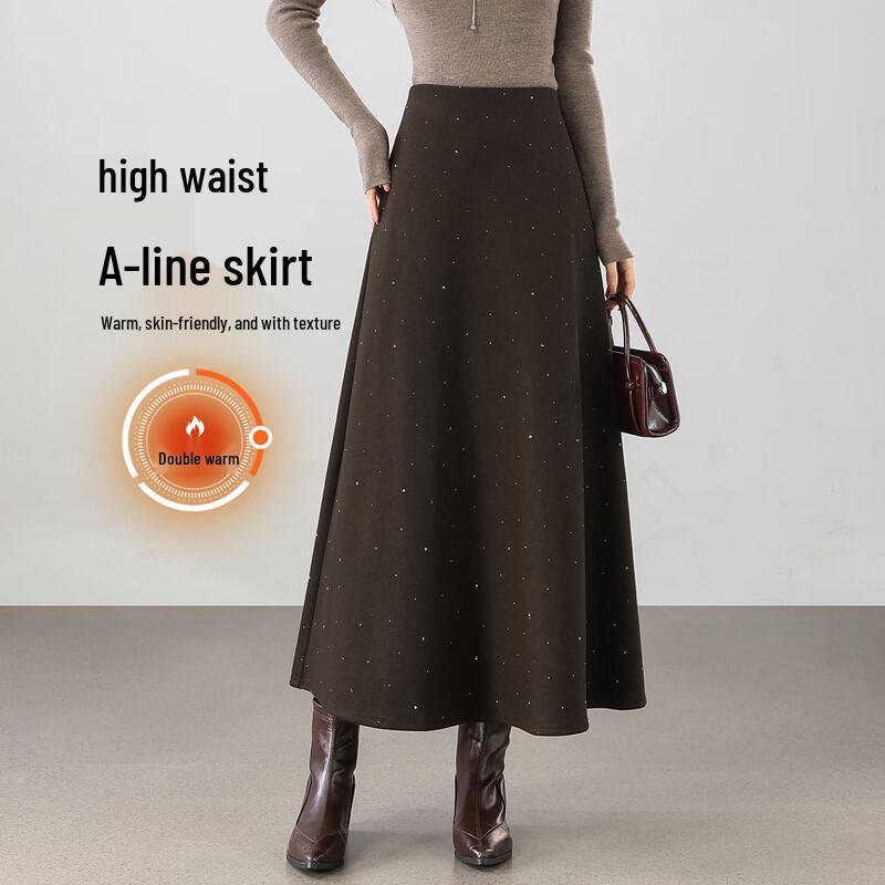 TERRE BLEUE Women s Textured A-Line Velvet-Lined Midi Skirt M
