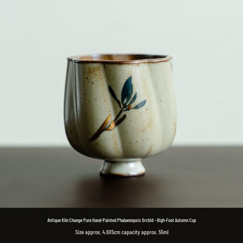 

JIUMUQING Hand-Painted Butterfly Orchid Glass Tea Cup