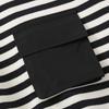 Black and white striped crew neck jumper autumn and winter new children's fleece sweater casual pocket children's top