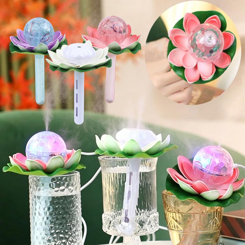 Innovative Lotus Shape Humidifier with Colourful LEDs for Daily Well-being