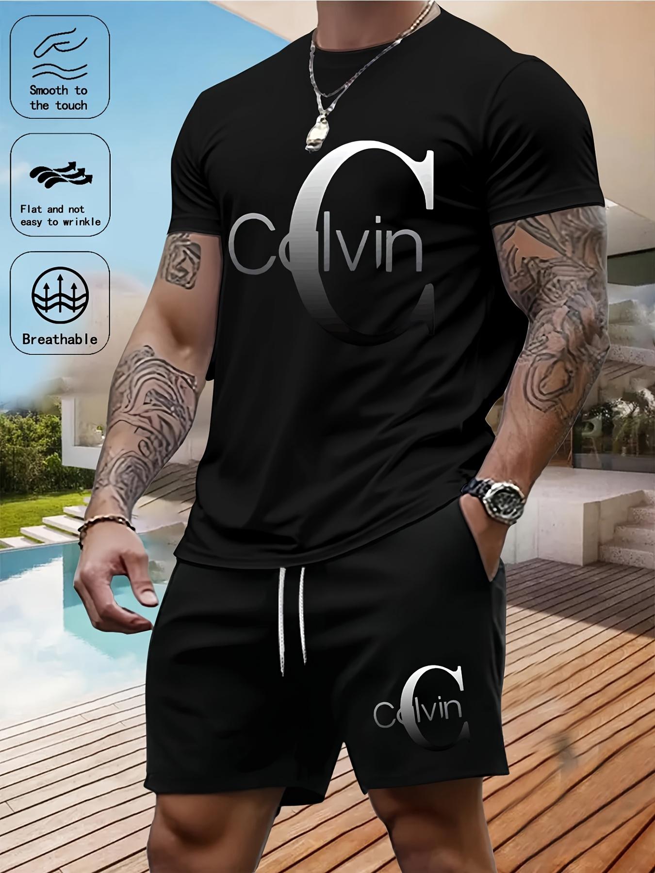 Herren Sommer Calvin Print T-Shirt Set 3XL