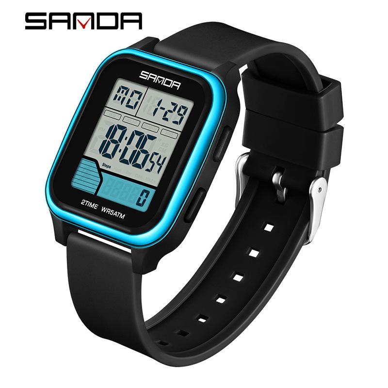 Sanda Trendy Men s Square Waterproof Sports Electronic Watch