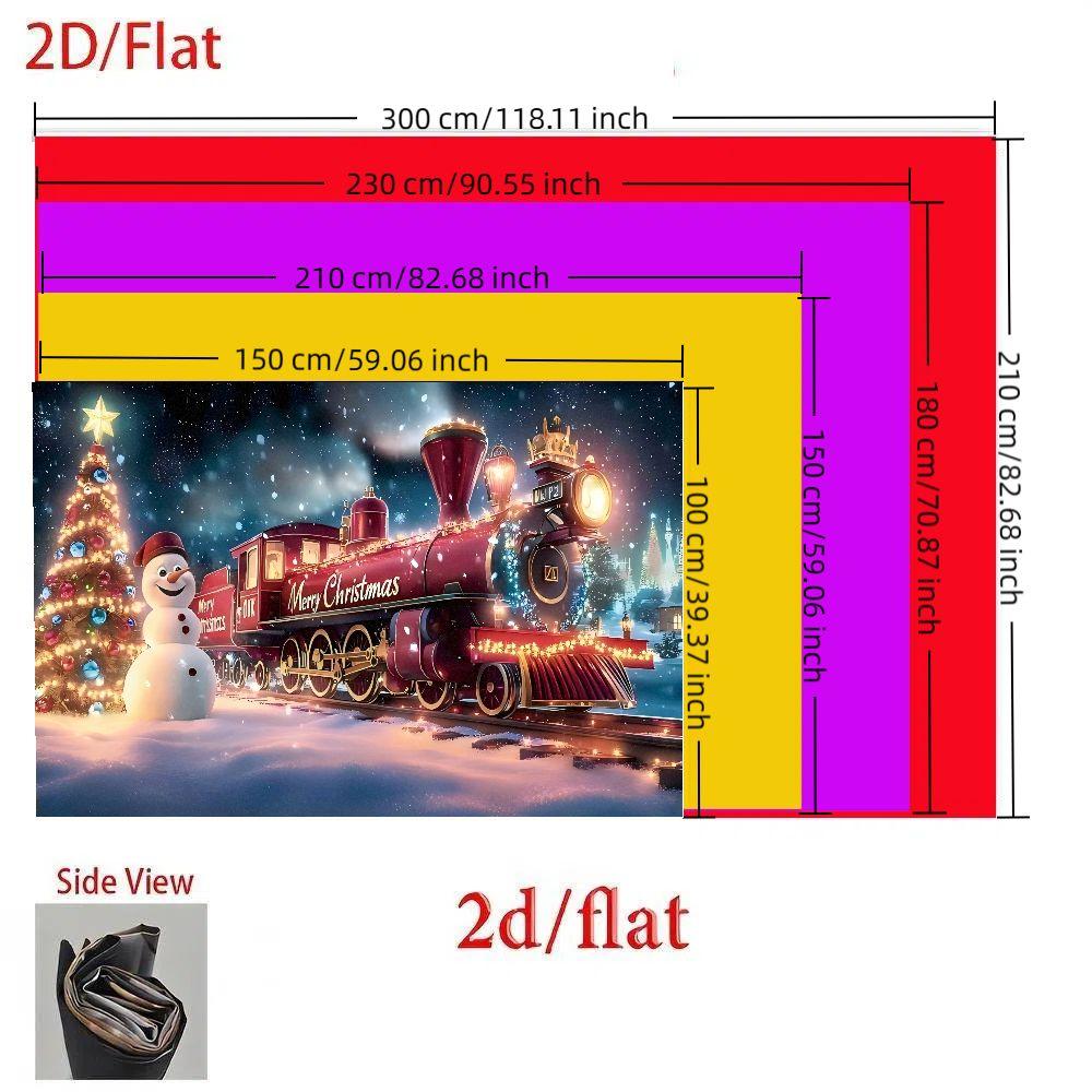 1pc Christmas background banner featuring a train and snowman design is suitable for Christmas-themed decorations party