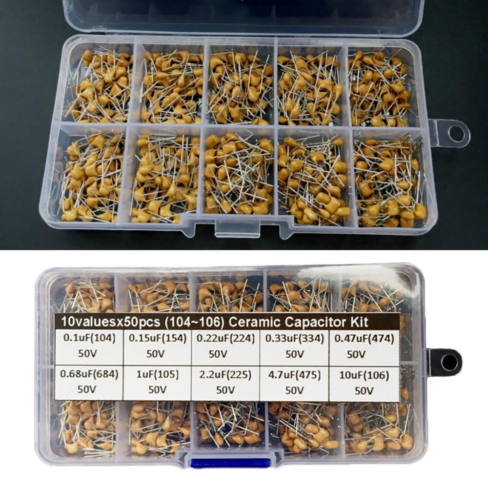 Supplies Capacitor Ceramic Kit Set 0.1uF~10uF 10 Values 104-106 50 Volts