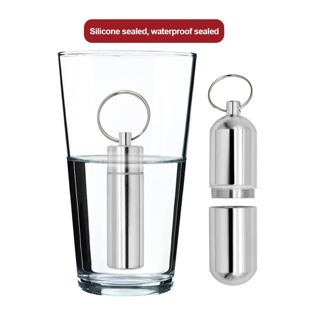 1-4 Stück Wasserdichte Aluminium Pillendose Schlüsselanhänger Karabiner Medikamentenbehälter Behälter Flaschenhalter Outdoor Pillenbox Pillendose Anhänger
