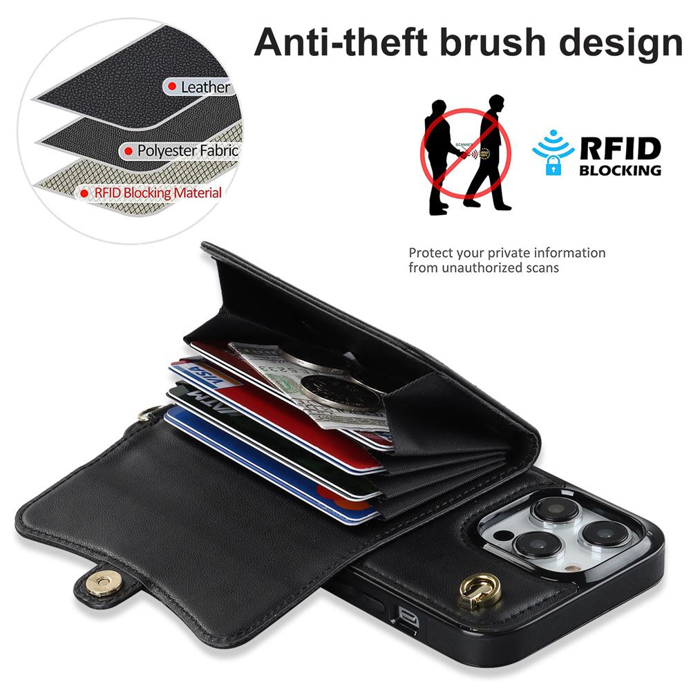 Wallet Case Diagonal Strap With Bracket Leather Cover For iPhone 17 16 15 Plus 14 Pro 13 Mini 12 Pro Max 11 Pro Max SE 2020 XS XR 8 7