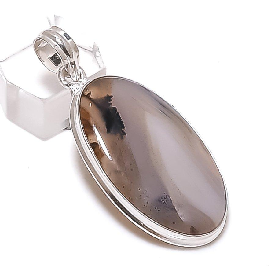 

Tube Agate Gemstone Handmade 925 Sterling Silver Jewelry Pendant 2.05 c1Y97