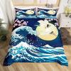 Japanese-Style Pink Wave Three-Piece Quilt Cover Digital Printing Bedding Set Bed Cover