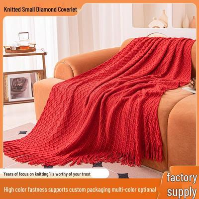 Diamond Grid Knit Blanket: Soft, Skin-Friendly, Perfect for Bed, Sofa, or Dorm