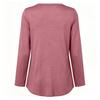 Women's Casual Long Sleeve Shirt with Pleated V-Neck for Everyday Wear