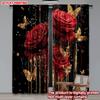 2D Flat Printing 2pcs Happy Valentine's Day Drapes Butterfly with Rose Digital Printed Polyester Drapes Holiday Decorations for