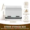 Straw Dispenser Holder Sturdy Easy Clean Straws Dispenser Organizer with Metal Lid Versatile Stainless Steel Straws Storage Box