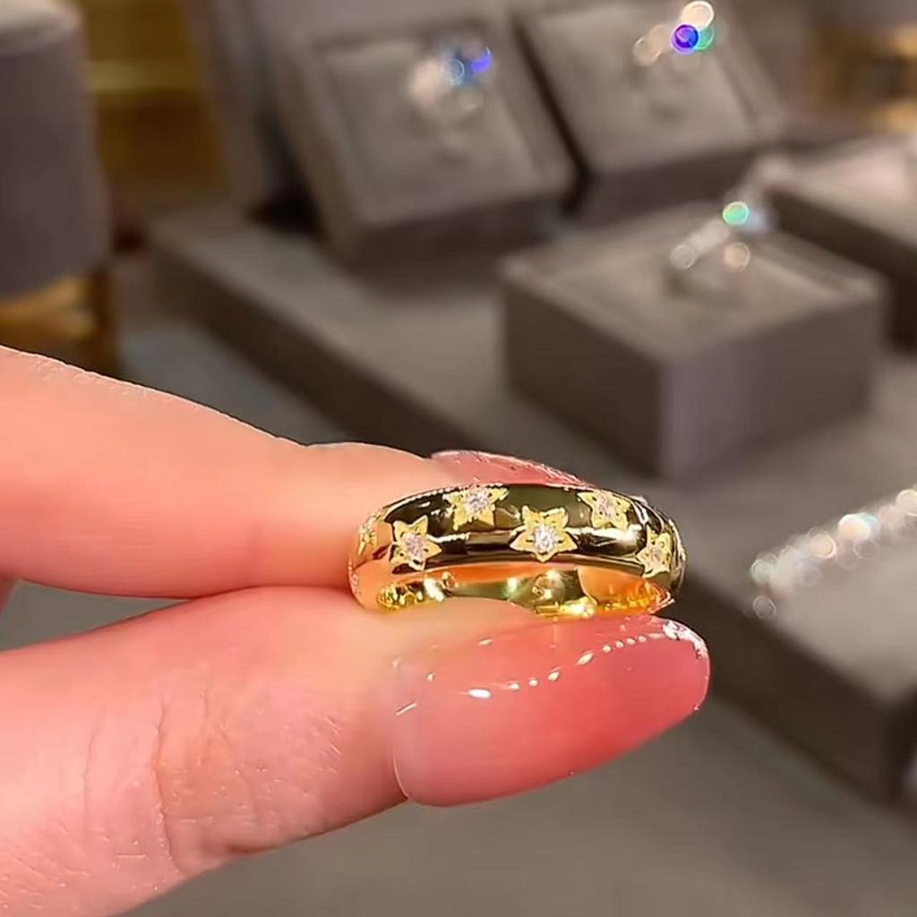 Jewelry Inlaid Zircon Ring Fashion Wedding Ring Accessories 2025 Men's and Women's Adjustable Ring Openings