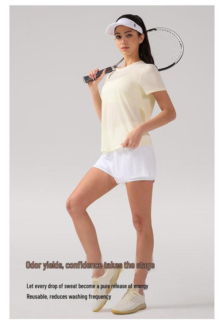 Women's Quick-Dry Hollow Out Back Yoga T-Shirt - Breathable Summer Running Top