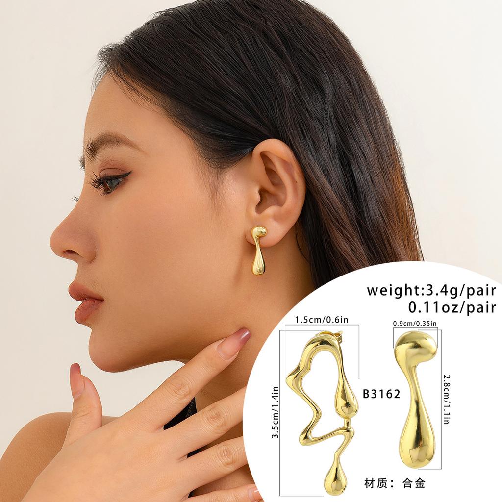 Spice Girl Wind Lava Sweet Cool Geometric Earrings Irregular Liquid Water Drop Stud Earrings Jewelry