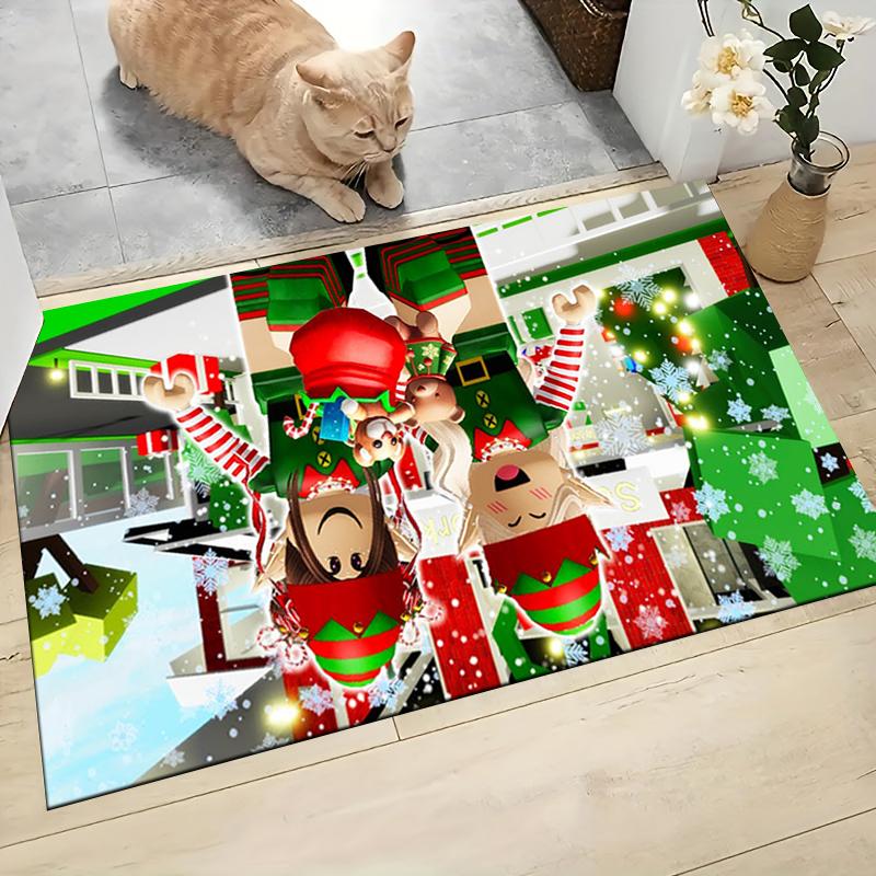 1Pc Elf Shelf Roblox Carpet Rug Soft Washable Antislip Home Living Room Sofa Mats Personalized Christmas Rug