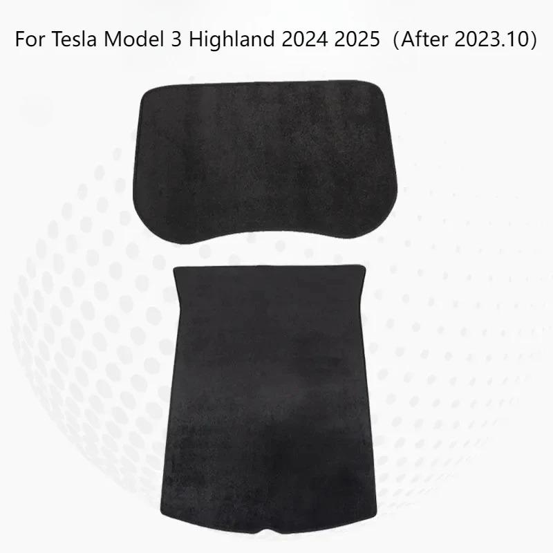 Trunk Mat for Tesla Model3 3+ Model Y Flocking Fabric Pad Front Rear Trunk Cargo Tray Storage Box Mats Flannel Cushion 2017-2024