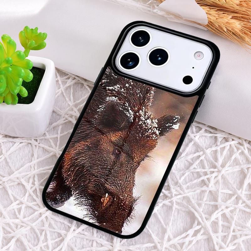 Cute Wild Boar Funny Cartoon Phone Case for iPhone 17 Air 16 15 11 12 14 13 Pro Max Shockproof Cover