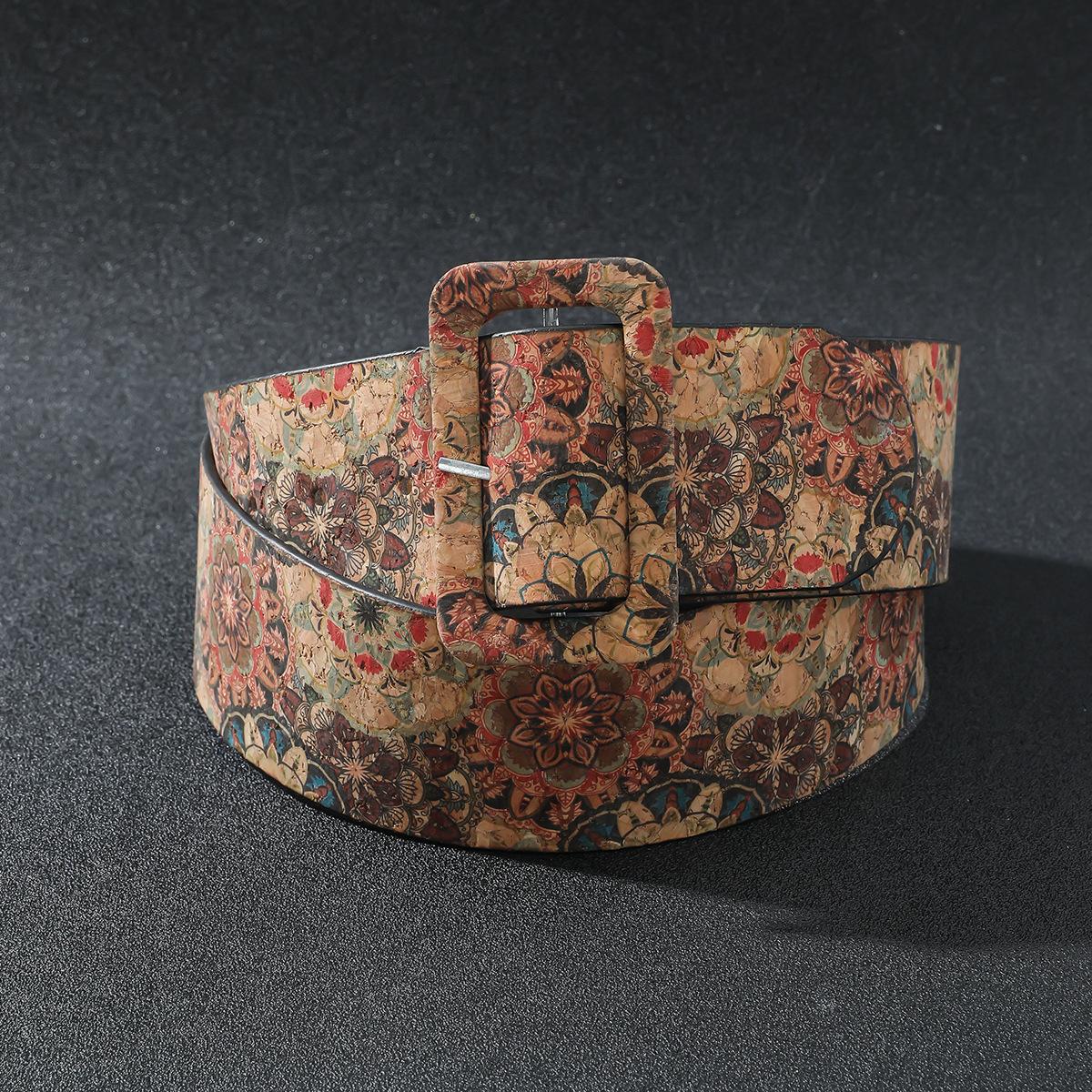 

Bohemian Style Flower Belt - Multi-Color with Spliced Color PU Material Full Cover Pin Buckle & Versatile Jeans Accessories