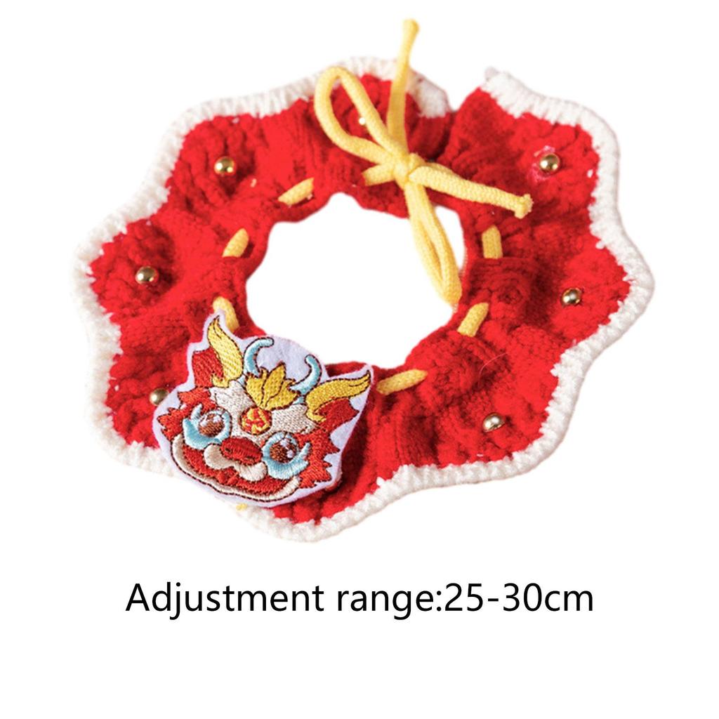 New Year Knitted Cats Collar Photo Props Decorative Dress up Costume Knitted New Year Cat Collar for Small Dog Kitty Puppy