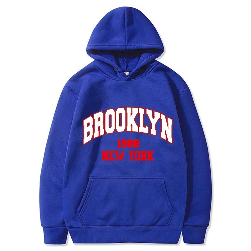 Autumn Winter Brooklyn1988 New York Printed Solid Color Hoodie Classic Coat Daily Casual Hoodie Street Sweatshirt Gift