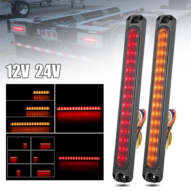 30Led Brake Tail Light Turn Signal Light DRL Red Yellow Flowing Stop Flash Lamp For Car Motorcycle Truck Trailer ATV SUV 12V 24V