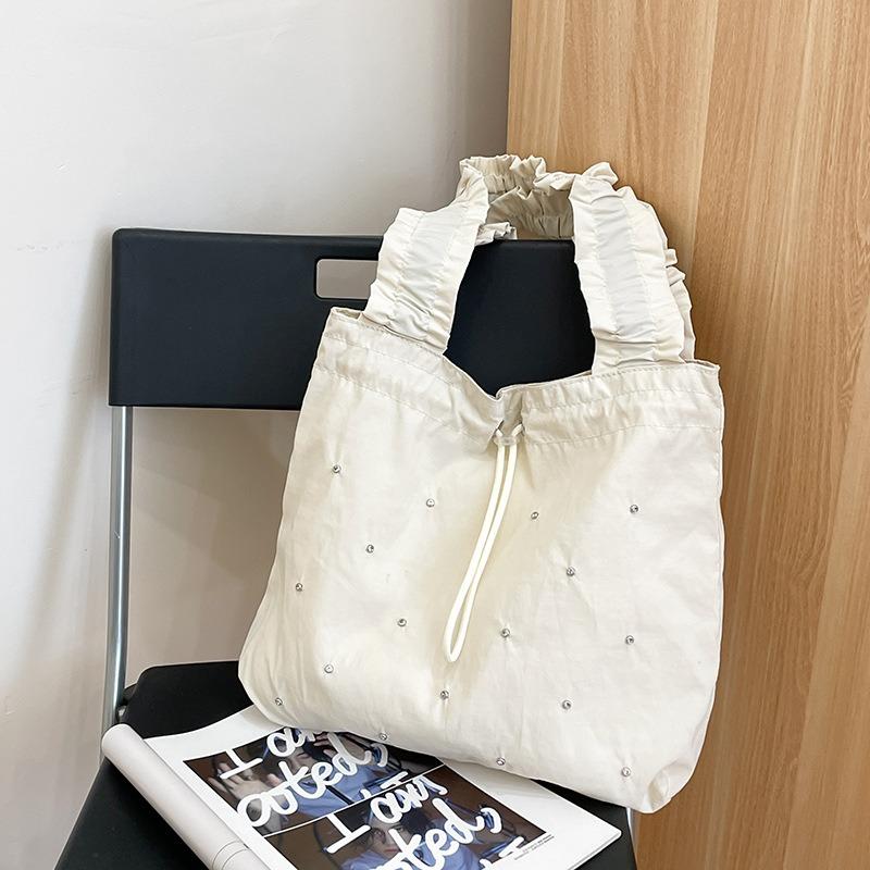 Niche nylon bag fresh new pleated tote bag fashionable versatile student large-capacity shoulder bag