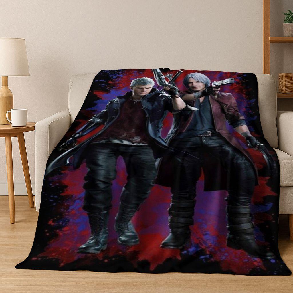 3D D-Devil May Cry DMC Hry Vergil Dante Flanelová deka, Teplá a útulná měkká přehozová deka pro domácí ložnici postel pohovku Dětský dárek