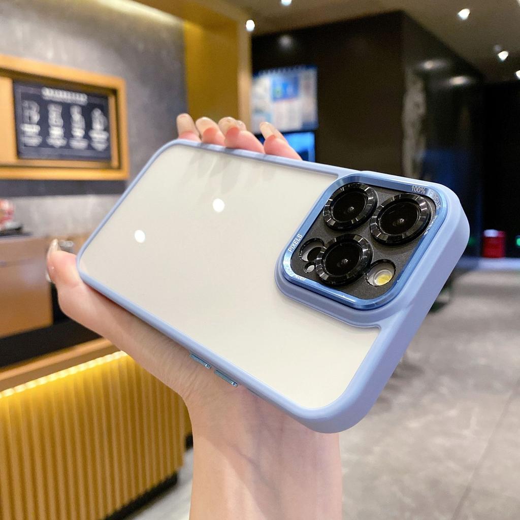 Applicable To IPhone 16 Fine Shield Eagle Eye Phone Case Colored Border Transparent Protective Case 14 Apple 13pro