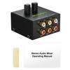 LiNKFOR Audio RCA Mini Stereo Mixer with Volume Metal Japanese Instruction Manual Included Mixer, 2-Channel Control, Gold-Plated Terminals, Case,