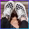 2025 New Black White Checkerboard Canvas Shoes Platform Thick Sole Lift Insoles Sport Casual Lovers Couple Unisex Sneakers