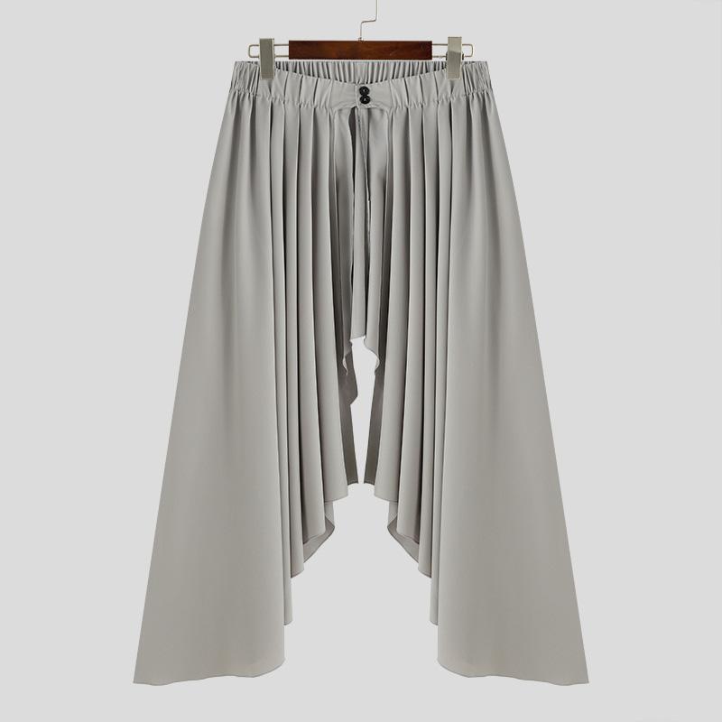 

INCERUN мужские плиссированные брюки с вырезом спереди, повседневные многослойные юбки, килты XL