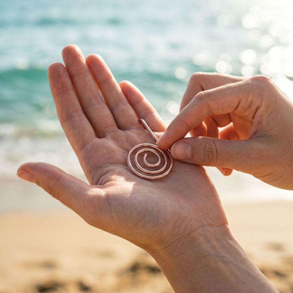 Nastavitelný měděný prsten na dlaň Přenosný měděný spirálový náramek na ruku s energií Reiki Nová měděná manžeta pro meditaci