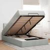 Ottoman Bed with Mattress & LEDs Light Grey 120x190 cm Velvet