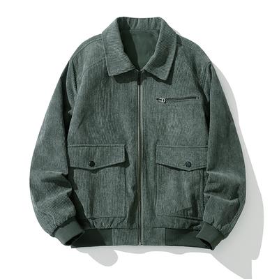 Men's Corduroy Jacket Windbreaker Lightweight Casual Stylish Full Zip Bomber Jackets with Zipper Pockets