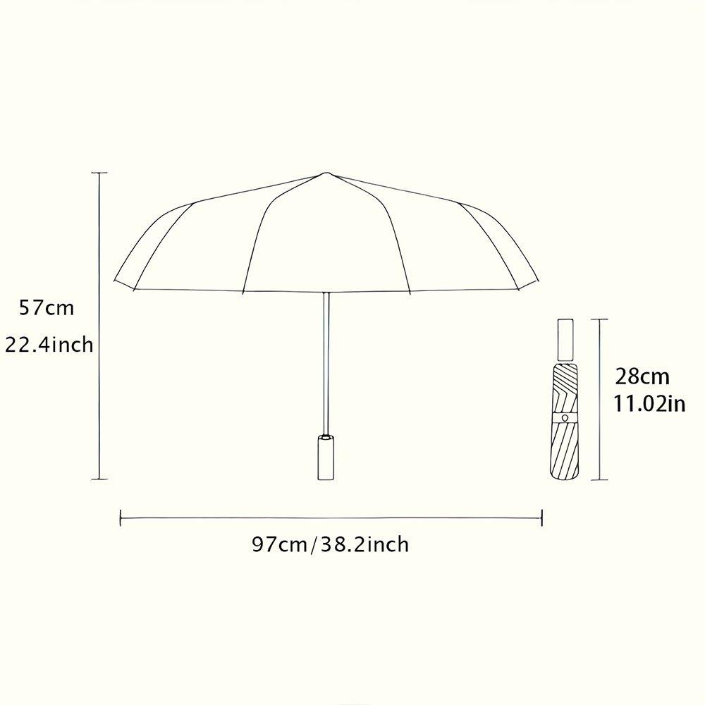 Steampunk Automatic Folding Umbrella with Gears & Clockwork Mechanism - 8-Rib Durable Iron Frame, Portable Collapsible Design,
