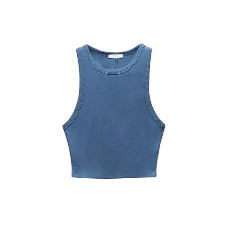Spring New Arrival Fashion Style Fashionable Stylish Outfit Slim round Neck Sleeveless Short Tops 3253324