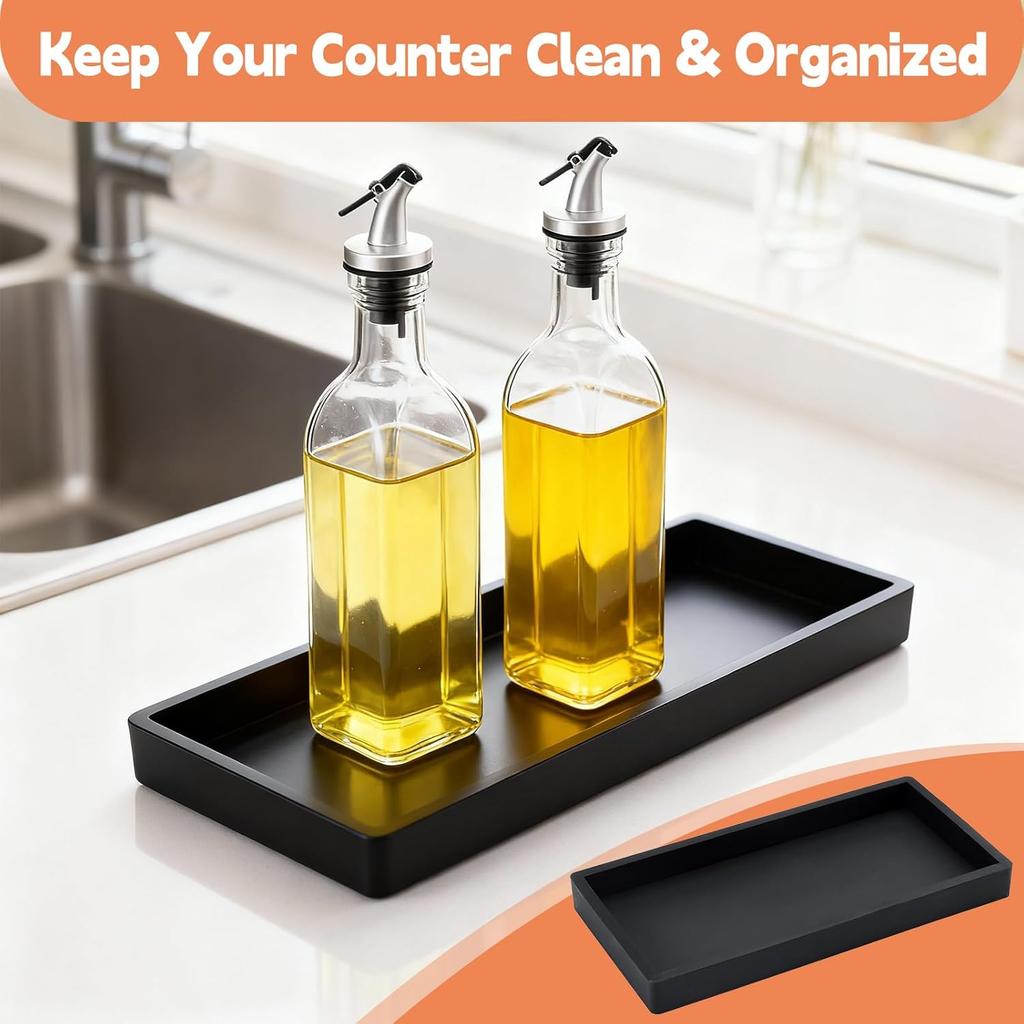 Oil Tray Kitchen Counter, Kitchen Tray for Oil Bottle, Made of Soft Silicone, Protect Bottles from Cracks and Scratches, Smooth, Easy to Clean, Keeps