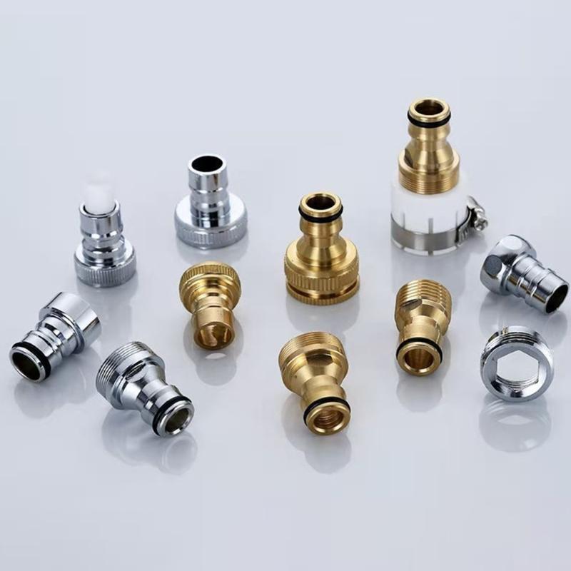 Strong Brass Hose Adapters Universal Quick Connection Couplers for Faucets Garden Hoses & Washing Machine Tubes