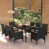 VidaXL 9-piece Garden Dining Set with Cushions Black 3099334