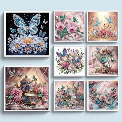 5D DIY Diamond Painting Kit Butterfly Afternoon Tea Decoration DIY Partial Special Shaped Drill Handmade Diamond Mosaic Art Gift